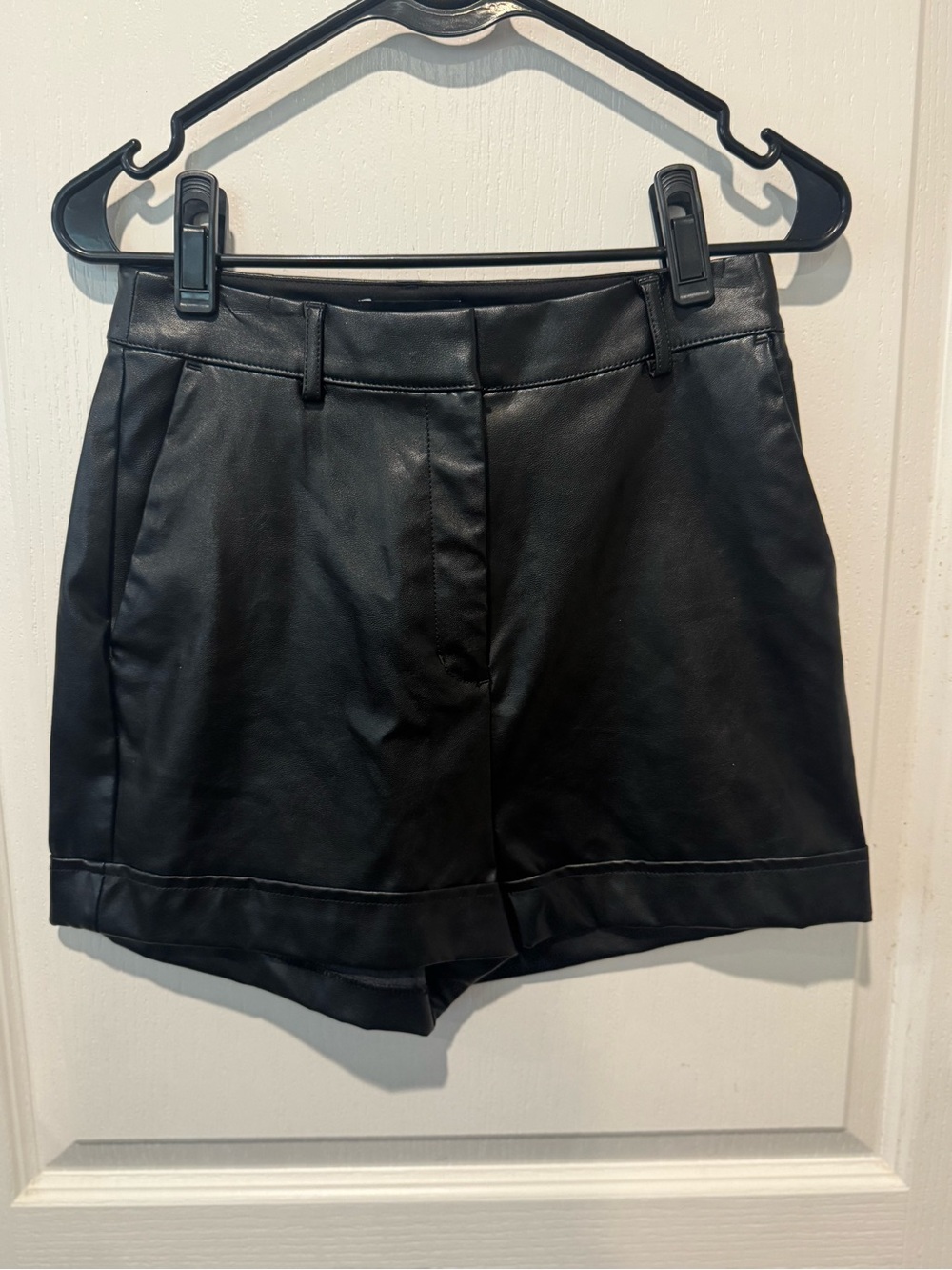 Express Black Faux Leather High Waist Shorts